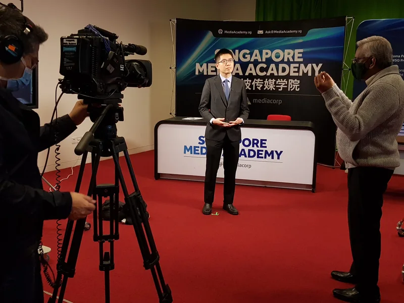 Lawrence Chai filming at the Singapore Media Academy